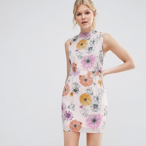 ASOS Petite Dresses & Skirts - NWOT ASOS PETITE Mini Dress High Neck Pink Floral
